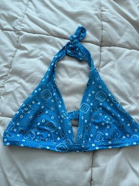 aerie Blue Paisley Halter Bikini Top